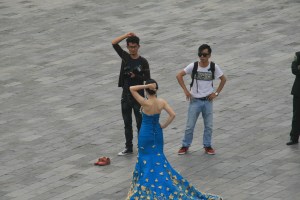 Blaues Hochzeitskleid