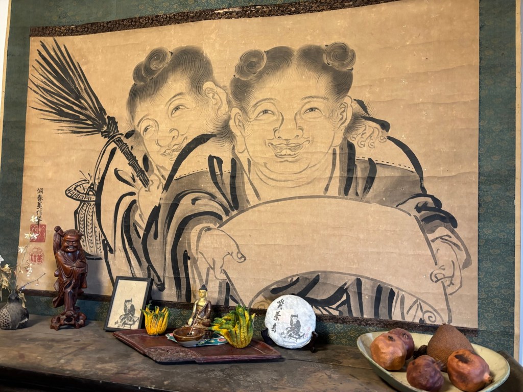 Tuschezeichnung von zwei alten Chinesen